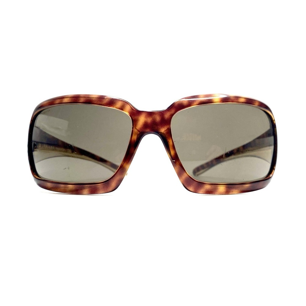 Prada Brown Gold Tortoise Rectangular Wrap Sunglasses Italy SPR01H 61 16 115